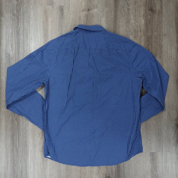 UNTUCKit Mens LARGE Shirt Long Sleeve Button Down Blue Geometric Pattern - Picture 6 of 7